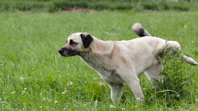 Pies_sika_na_trawnika_w_ogrodzie